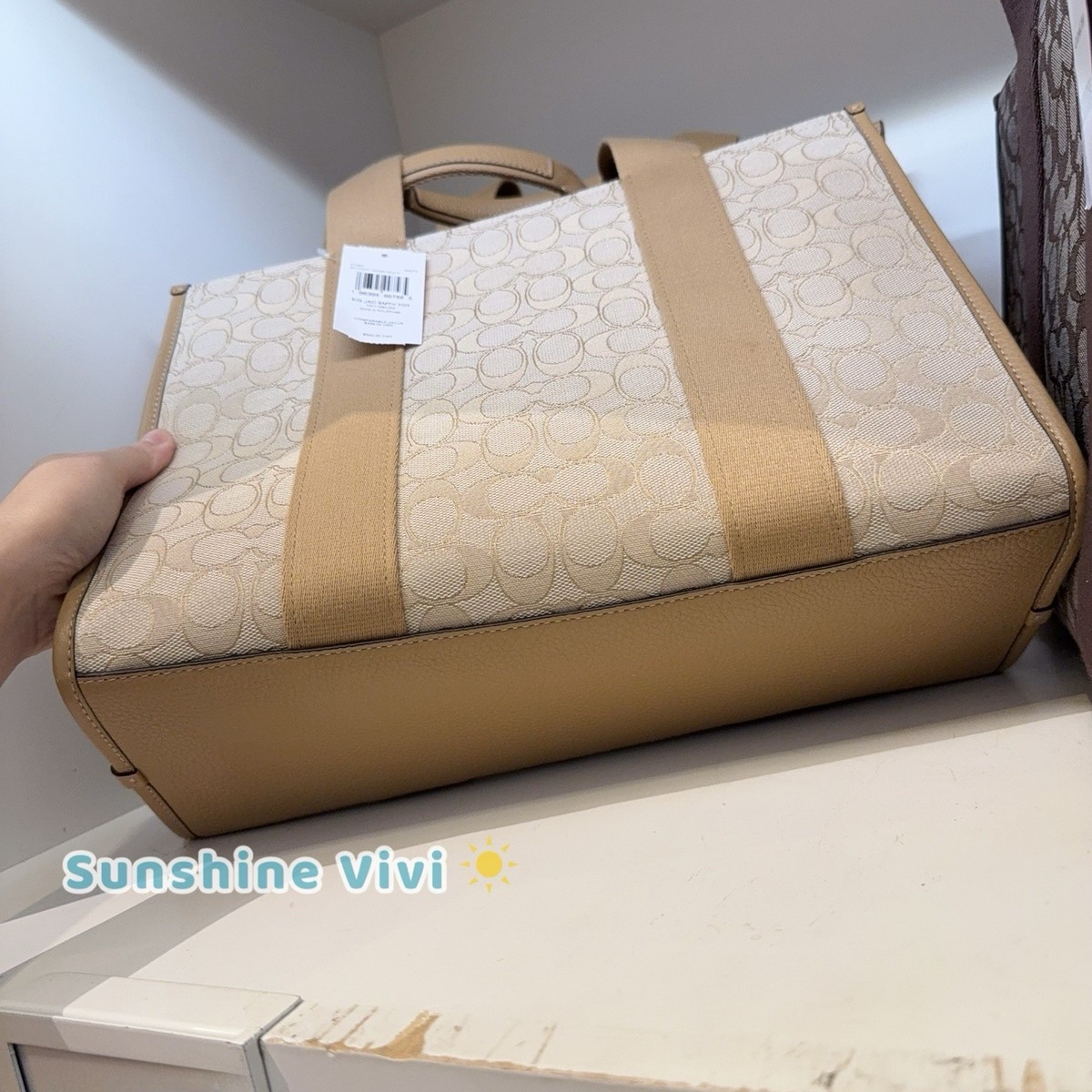 NWT Coach Smith Tote Bag In Signature Jacquard CY367 LIGHT KHAKI