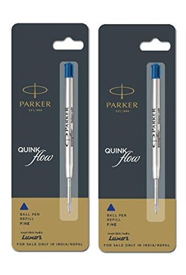 Parker(luxar) Quink Flow Ball Pen Refills Combo Pack (Blue Ink Pack Of 2) FS