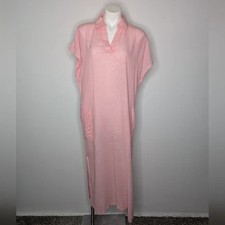 NWT Tahari Pink Short Sleeve Collared Maxi Cover Up Dress L