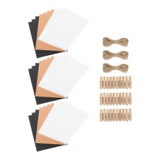 30pcs 4 x 6" Kraft Paper Photo Frame Banner with Clips and String, Black White