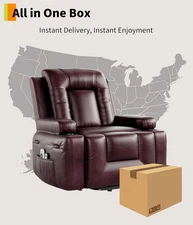 PU Leather Power Lift Recliner Chair, Adjustable Electric Sofa w Heat & Massage