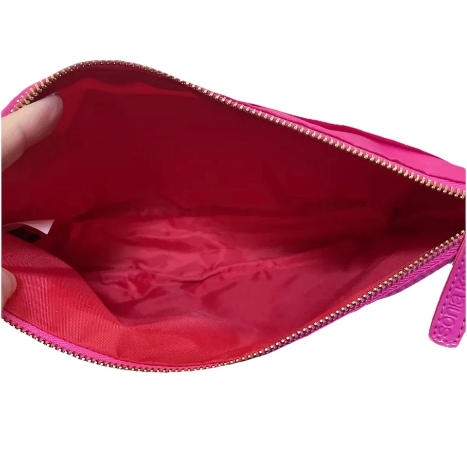 Bolsa de maquiagem Sonia Kashuk rosa com zíper 11” X6” zíper acessório de beleza colorido nova sem etiquetas - Imagem 4 de 4