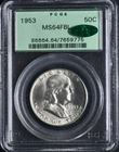 1953 Franklin Half PCGS MS64FBL Green Label Cac Sticker