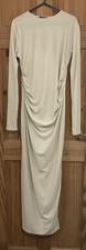 PRETTYLITTLETHING Womens Ladies Long Sleeved Beige Dress Size 10 Pre-Owned UK ~