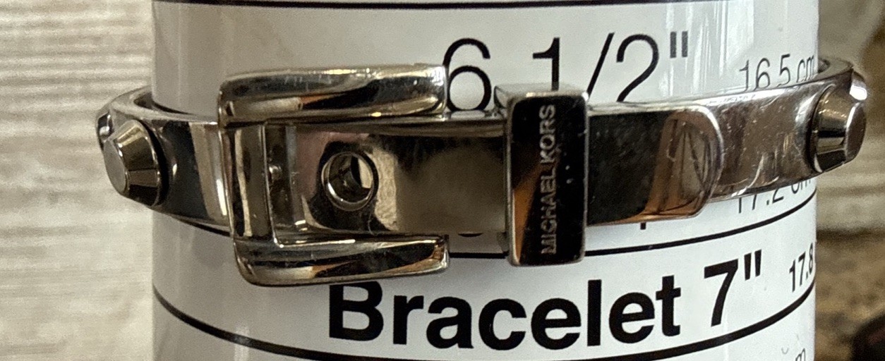 Michael Kors Bracelet Silver Tone Stud Buckle Bangle Womens 6.5” Jewelry thumbnail 2