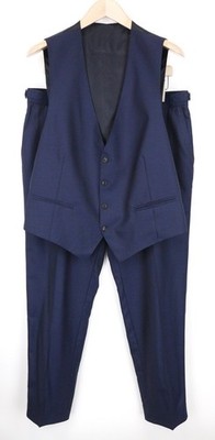 SUITSUPPLY Ferrara Herren Anzug UK42R Navy Slim 2-Teiler Melange Wolle Twill *