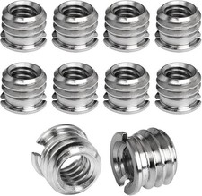 Convert Screw Adapters 3/8"-16 to 1/4"-20 Brass for Tripod Monopod 10 Pack Set