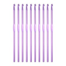 Aluminum Crochet Hook 4.5mm US Size 7 Knitting Needles Yarn Purple 10Pcs
