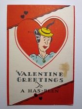 Vintage 1932 Carrington Co. Valentine Greeting Card Has-Been Humorous