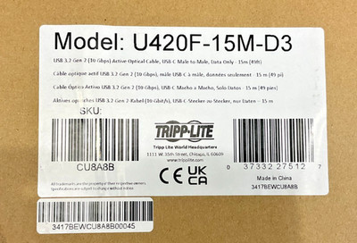 Tripp Lite USB-C Fiber Data Cable U420F-15M-D3    ️     NEW OPEN BOX!!!
