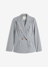 Blazer mit doppelter Knopfleiste Gr. 46 Hellgrau Meliert Damenblazer Neu