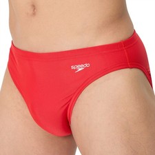 SPEEDO MENS SWIMMING BRIEFS.RED SOLID PERFORMANCE ENDURASOFT TRUNKS SWIMMERS S26