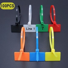 100pc Nylon Cable Ties Tag Labels Self-locking Zip Tie Marker Straps