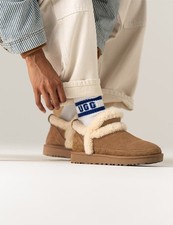 UGG Classic Ultra Mini Spillseam Shearling Bootie Chestnut Suede Women  s 8 New