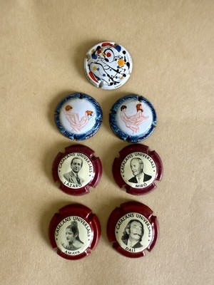Spanish Cava Caps Spain Erotic Couple Salvador Dali Barcelona Vintage Lot Of 7