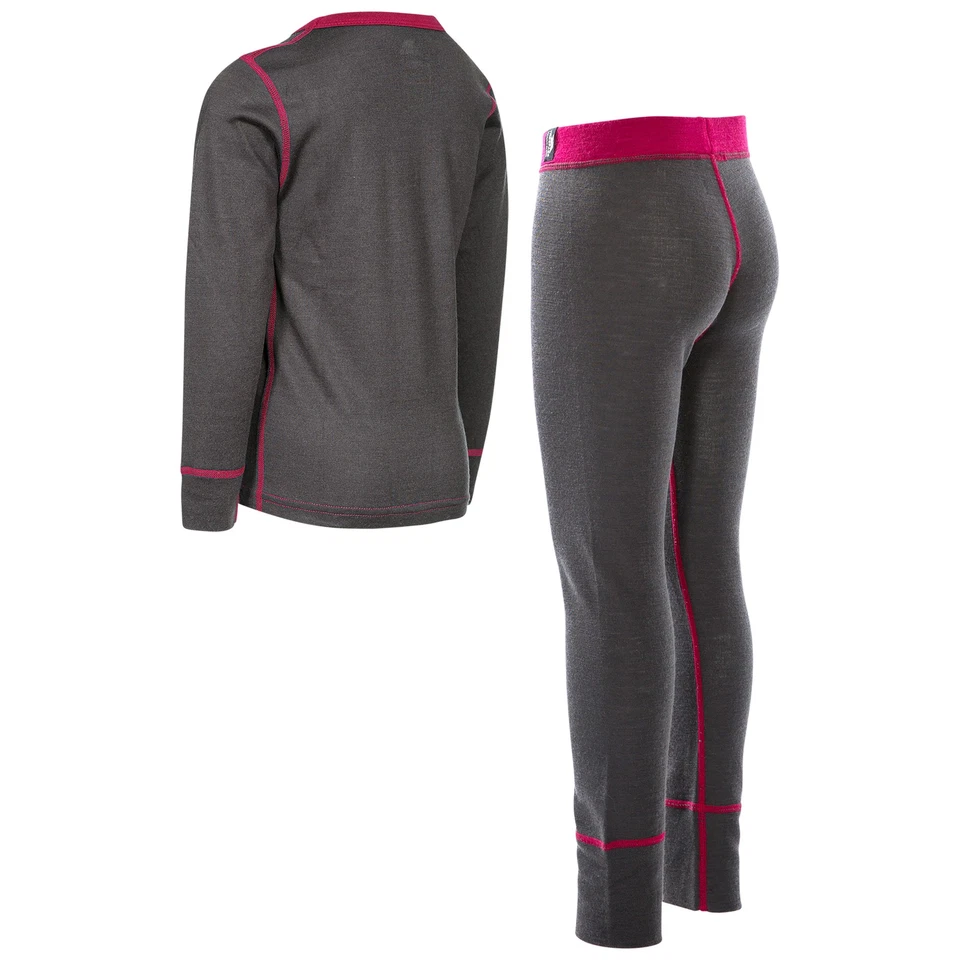 Conjunto de top y pantalón de manga larga de capa base térmica Trespass Bamba para niños y niñas Foto 2 de 2