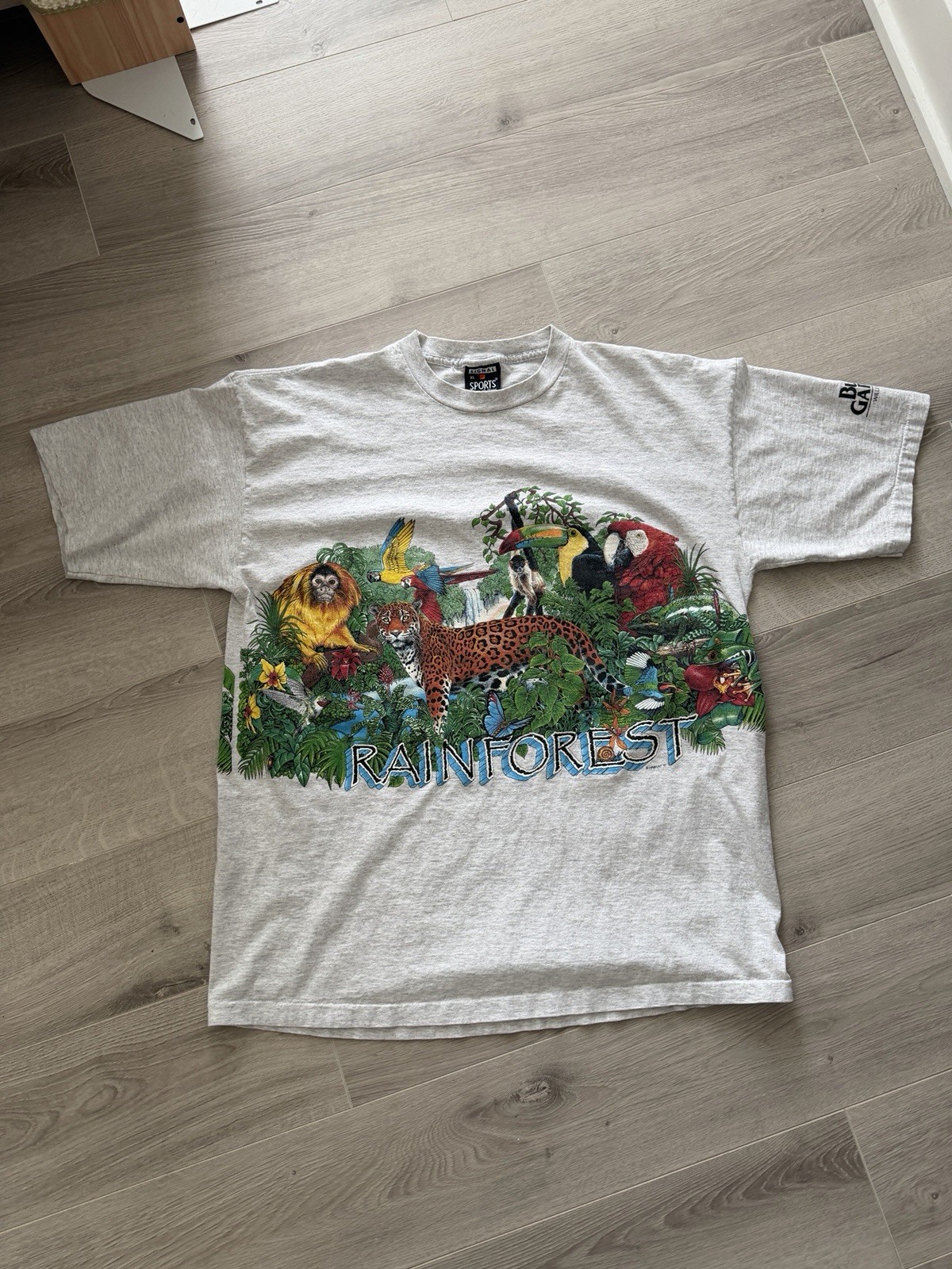Vintage 90s Busch Gardens Rainforest Graphic Tee XL Signal Sports Jungle Animals