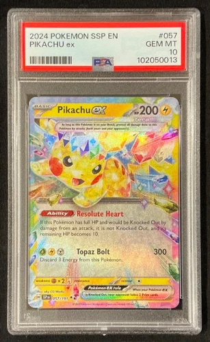 2024 POKEMON SSP EN-SURGING SPARKS #057 PIKACHU EX PSA 10