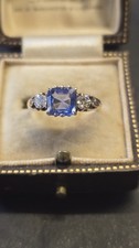 Antique Sapphire & Diamond Ring 18ct Yellow Gold Hallmarked Gorgeous Period Ring