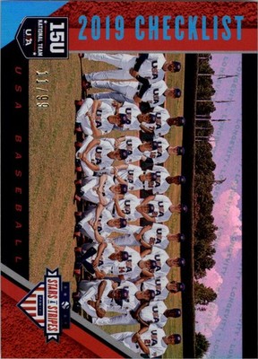 2019 USA Baseball Stars and Stripes Longevity Holofoil #49 15U Checklist /99 BB