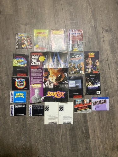 Vintage NINTENDO Lot Manual Insert Booklet Poster NES SNES  N64 Game Boy
