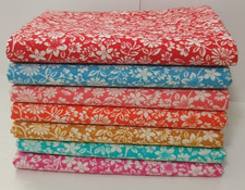 White Flowers on Color Background Fabric Bundle - 1/2 Yard Pieces - 7 Colors
