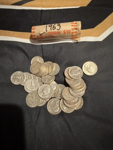 1963 Quarter  Roll - 40 coins -  90% Silver