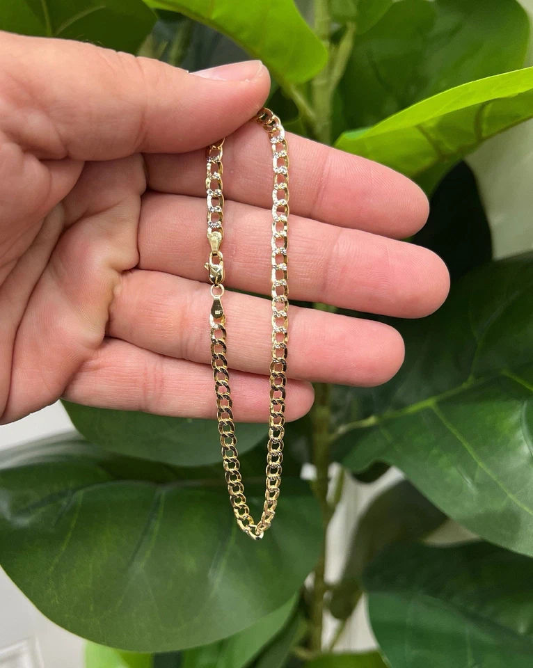 1321- NUEVA TOBILLERA CUBANA HUECA 10K de dos tonos (4,5 mm) Foto 2 de 4