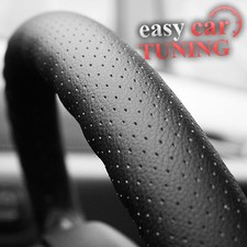 For Vauxhall Opel Astra H Black Perforated Genuine Leather Steering Wheel Cover