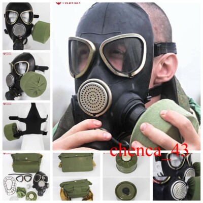 Soviet Russian Army Black Lenses Gas Mask PMK-2 Original Mask Set
