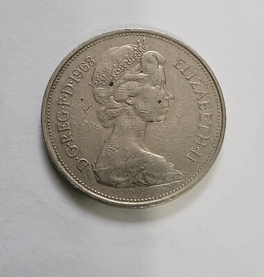 1968 UK Britain British 10 New Pence Lion Coin Queen Elizabeth II