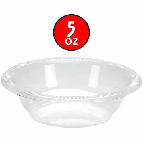 Clear Solid Color Premium Heavy Weight Plastic Dessert Bowl (5 Oz.) 50 CT - Picture 3 of 3