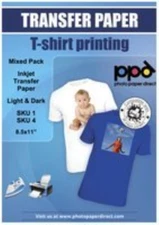 PPD Inkjet Iron-On Mixed Light and Dark Transfer Paper LTR 8.5X11" - Pack of 40