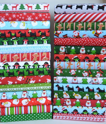 CHRISTMAS FABRIC SCRAPS OFF CUTS REMNANTS 20 PIECES CRAFTS PATCHWORK CARD MAKING - Picture 3 of 7