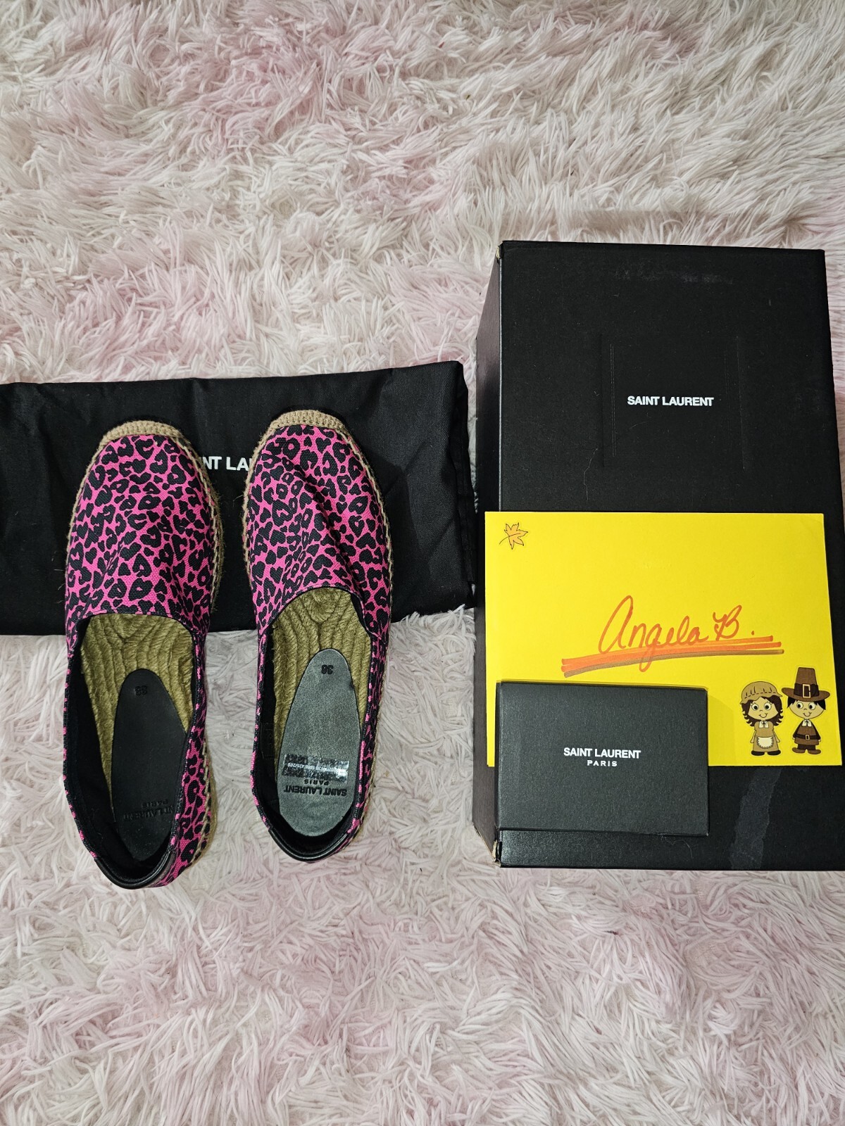 SAINT LAURENT Nuovissima YSL Espadrillas 38 leopard Fuxia