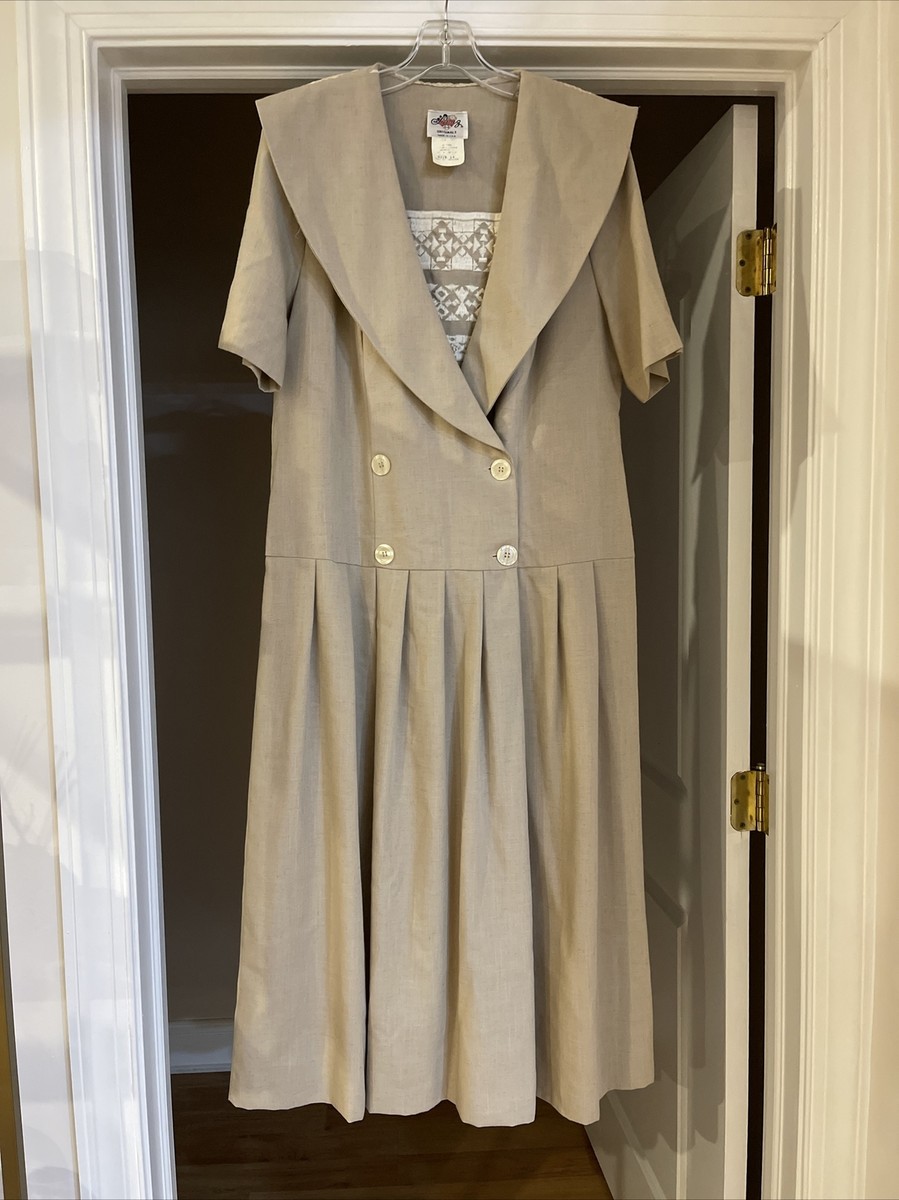 casual corner dress Vintage 1990s Casual Corner Sheath Dress Business Cottage Dress Size14 Beige