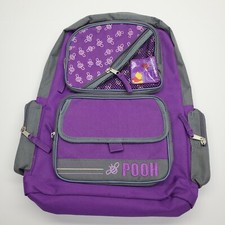 Disney Winnie The Pooh Purple Canvas Backpack Bees School Travel 15 "