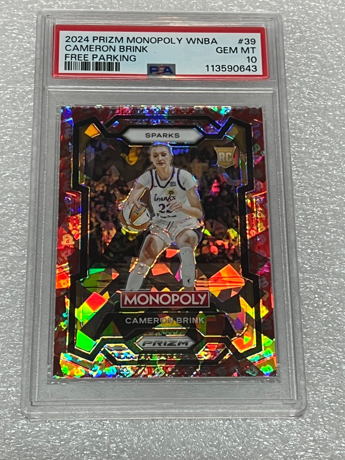 2024 Prizm Monopoly WNBA Cameron Brink Free Parking Red Ice #39 PSA 10