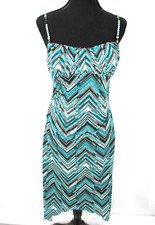 RUBY ROX Midi Halter Dress Women Size Large Asymetric Boho Beaded Strap VTG 90's