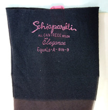 1 Pair Vintage Schiaparelli 8.5 /9 Black Demi-Toe Sheer Stretch Nylon Stockings