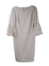 CALVIN KLEIN Light Pink Dress Womens 8 Ruffle Bell Sleeve Feminine Classic NICE