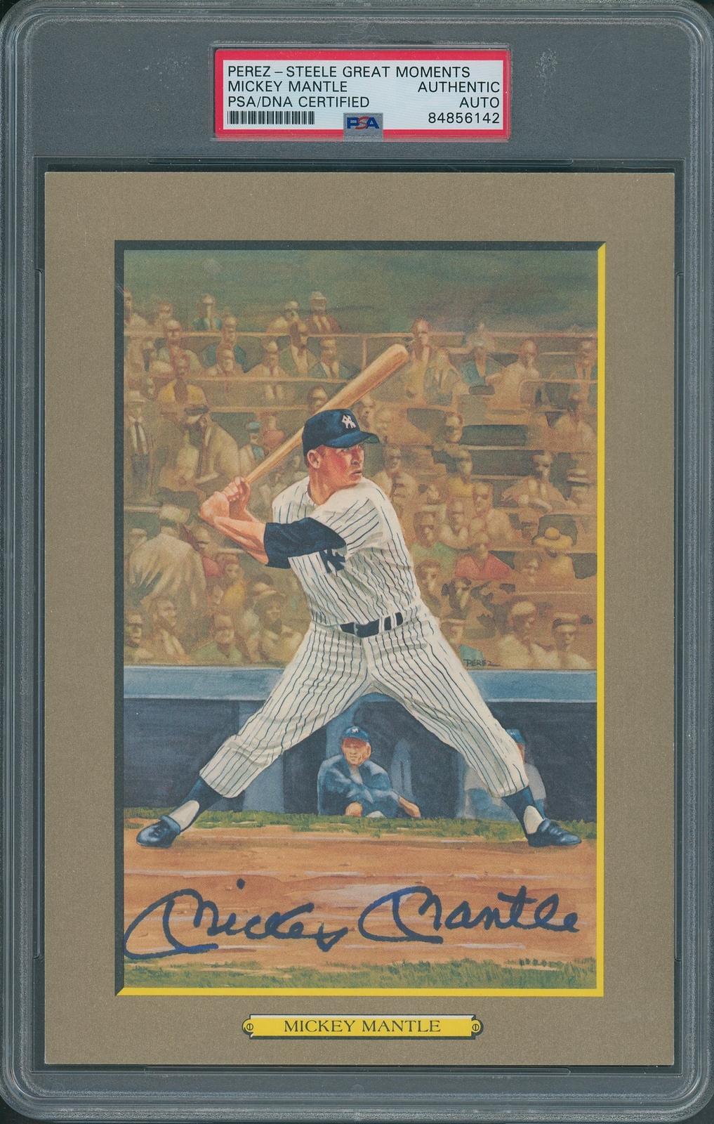 1987 Perez-Steele Great Moments #19 Mickey Mantle PSA/DNA Authentic Signed *6142 