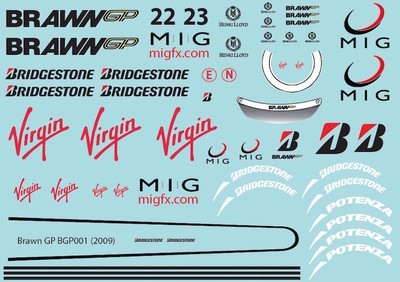 Decal Sheet 1/10 F1 Brawn 2009 1344