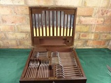 nice Antique Mappin Webb Silver Plated 46 piece canteen cutlery Scroll Pattern