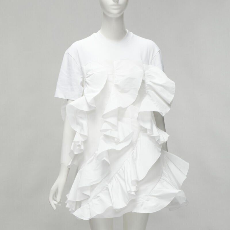 ALEXANDER MCQUEEN 2022 Hybrid white spiral ruffle cotton