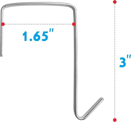 10 Pack Over The Door Metal Hook Hanger to Width: 0.2 inches, Silver - Picture 2 of 3