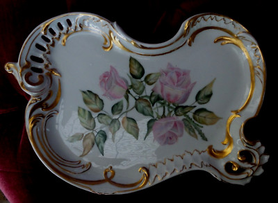 Antique porcelain hand painted roses T&V Limoges Signed 1898