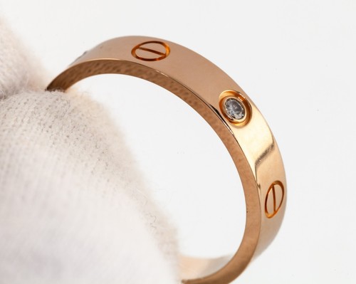 Cartier 18k Rose Gold Love Wedding Band Size 55 w/ Diamond Retail $2370 - Picture 7 of 8