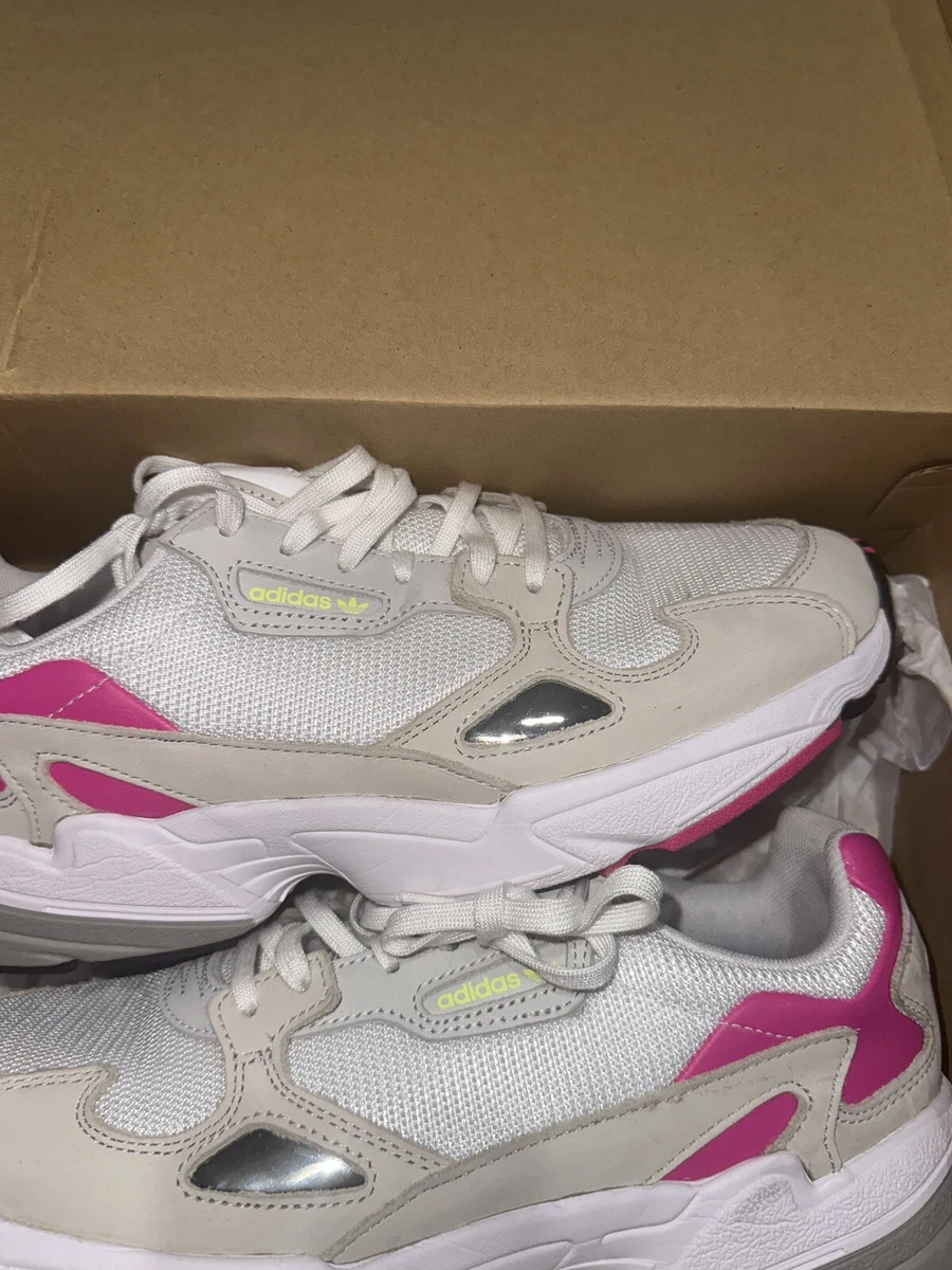 Adidas Women s Falcon Athletic Sneakers White Grey Pink Size 10W