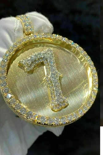 2Ct Round Lab-Created Diamond Men's Lucky Number Pendant 14K Yellow Gold Plated - Bild 2 von 6